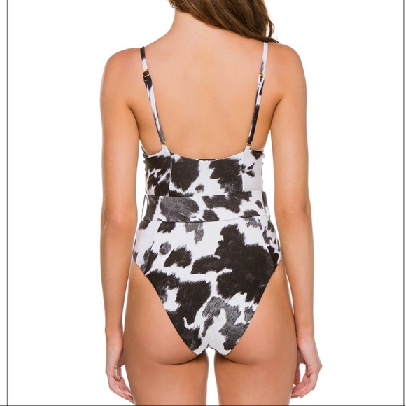 WeWoreWhat Danielle black cowhide swimsuit XS NWT - Picture 2 of 8